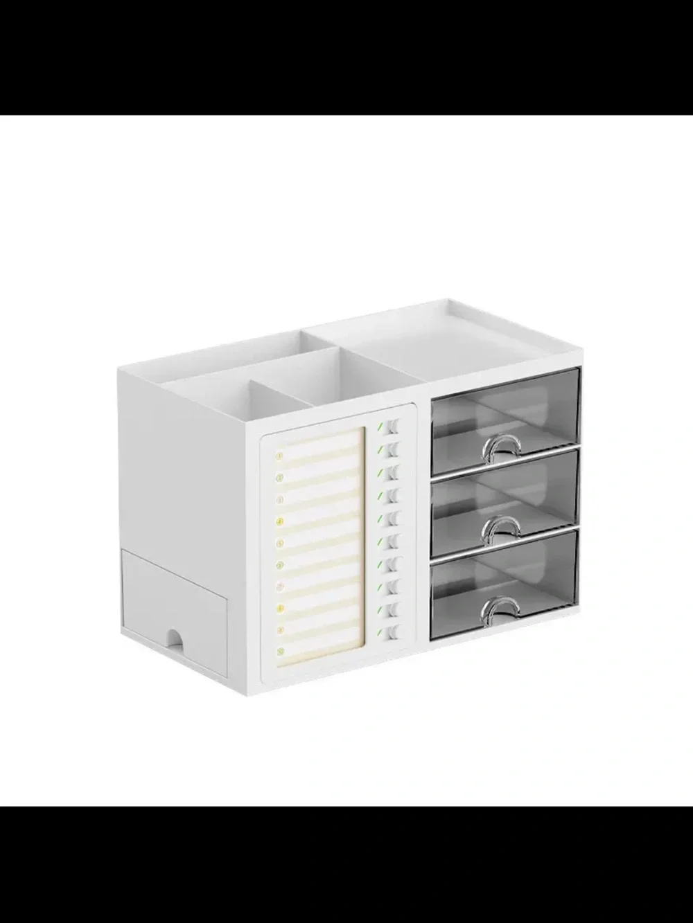 White Desktop Makeup & Office Organizer with 3 Clear Drawers